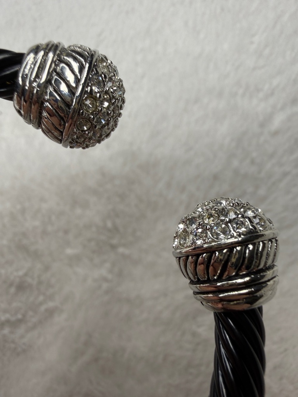 Neiman Marcus Black Cable Cuff with Pave Crystal End Caps - Picture 4 of 4